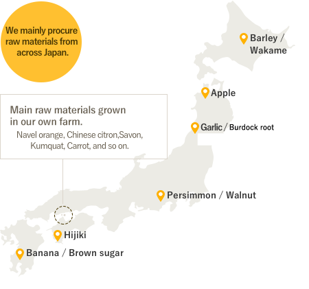 主に日本各地より原材料を調達